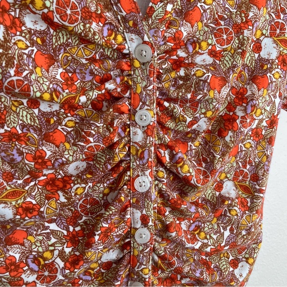 Floral Ruched Button-Up - Maeve - Picture 4 of 7